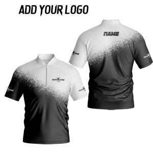 black white pool jersey add your logo