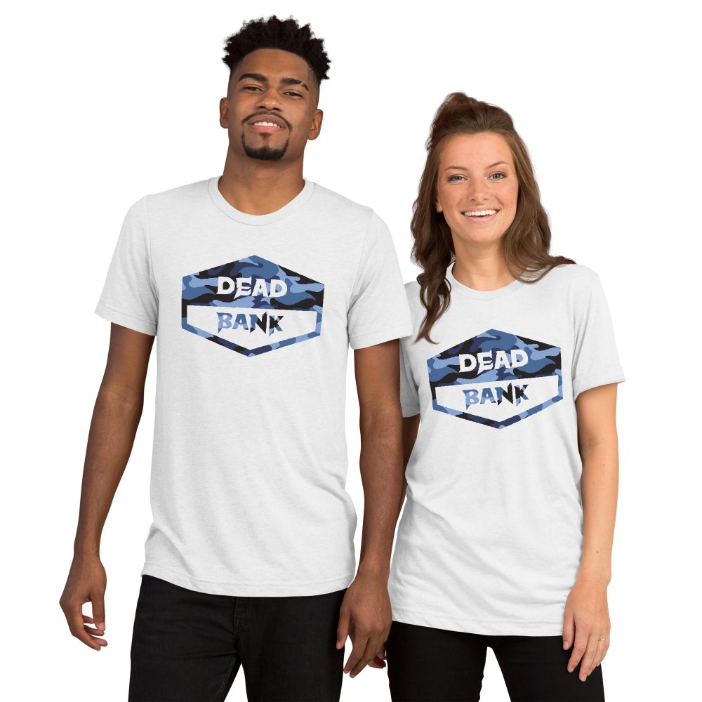 Dead Bank CamoBlue Short Sleeve Unisex T-Shirt - Image 12