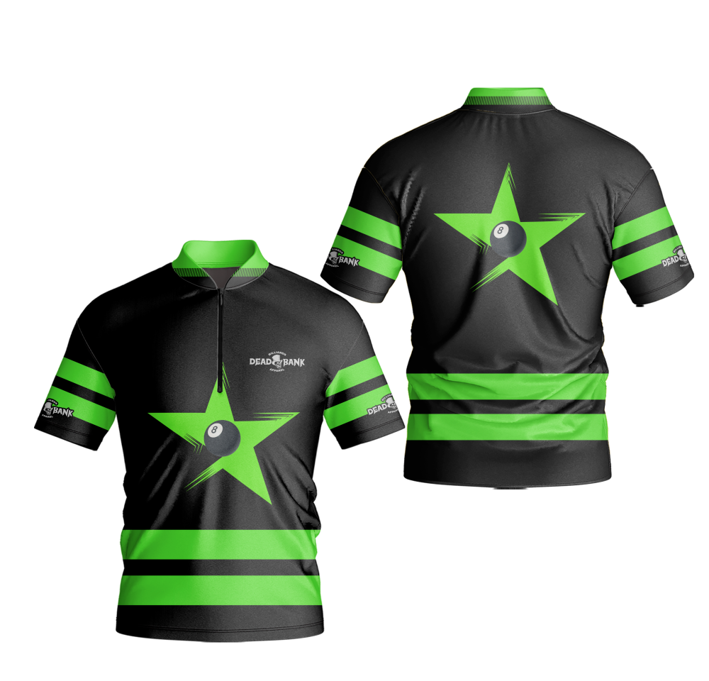 green star 8 ball billiard jersey shirt