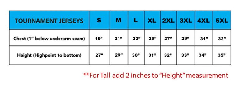 2026 jersey size chart